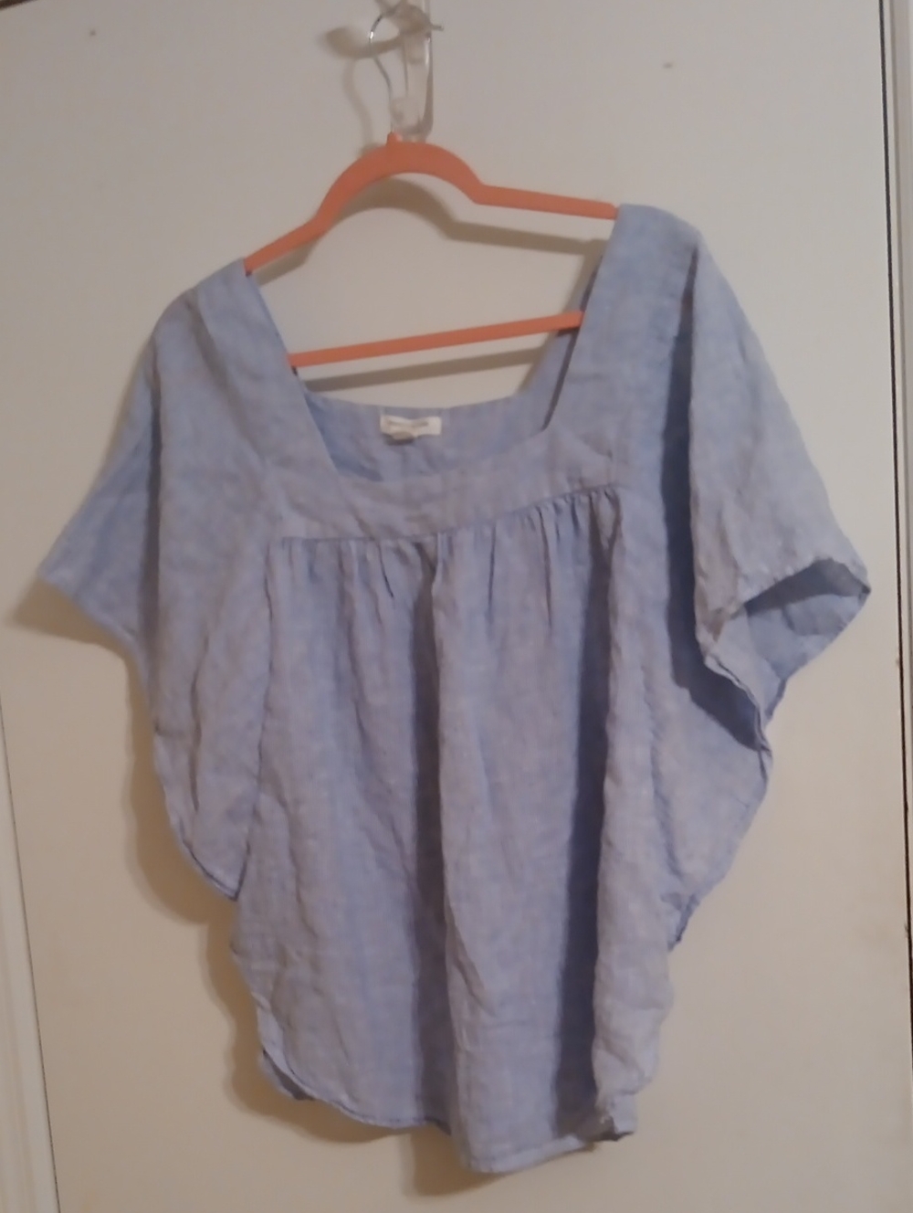 beachlunchlounge Light Blue Square Neck Linen Top